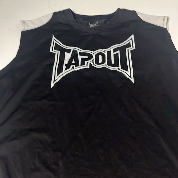 Tapout 2XL White Black Sleeveless Muscle Tank Top Graphic Shirt - Picture 4 of 5